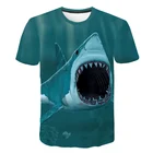 Футболка с рисунком акулы, динозавра, волка футболки для маленьких мальчиков и девочек От 4 до 14 лет Детская одежда Одежда для детей футболки