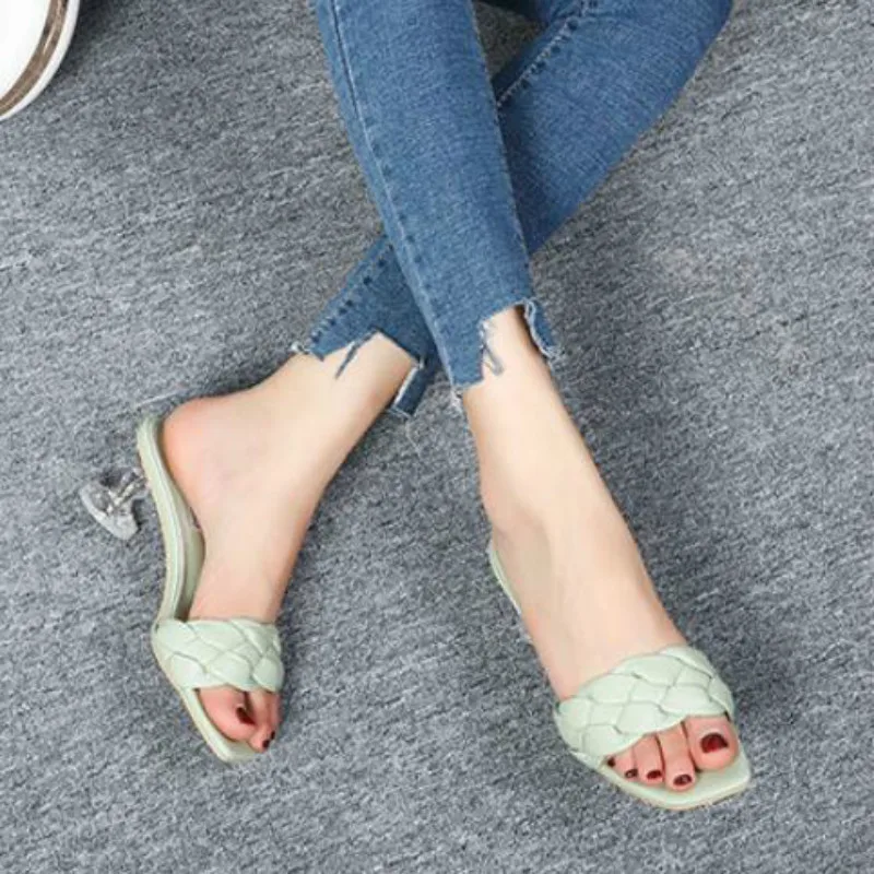 transparent high heel women sandals weaving fashion style noble brand design woman summer shoes hot selling party ladies sandal free global shipping