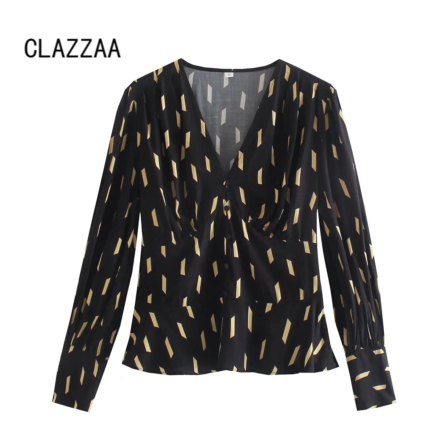 

Женский укороченный топ на пуговицах спереди, с длинным рукавом