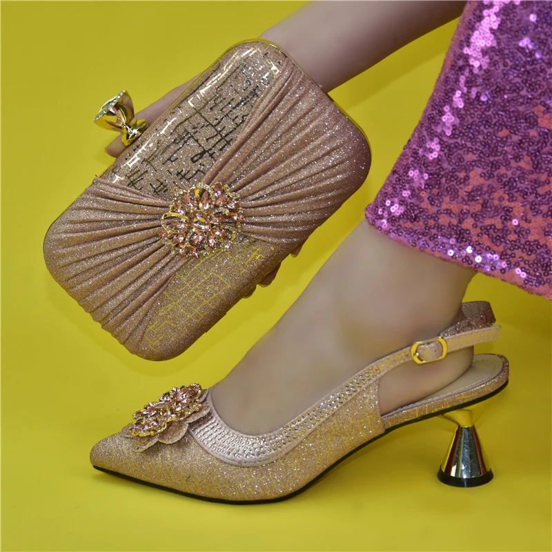 Doershow Лучшая цена свадебные туфли в африканском стиле комплект из обуви и сумки