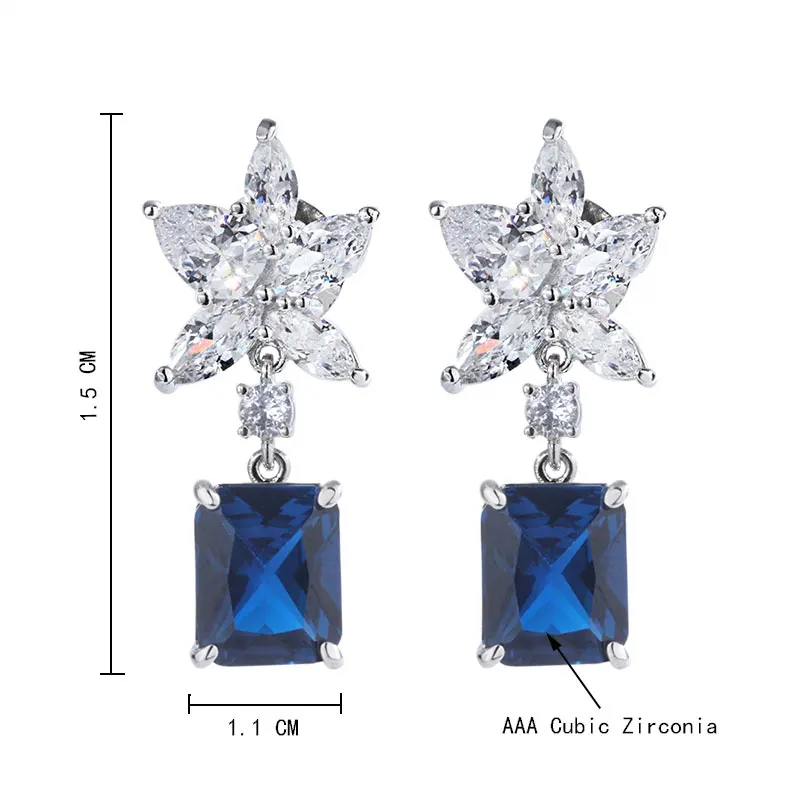 

2020 New Fashion Copper rectangle Geometry Peta Temperament Grace Noble Girl to Queen AAA Cubic Zirconia Women Earrings For Gift