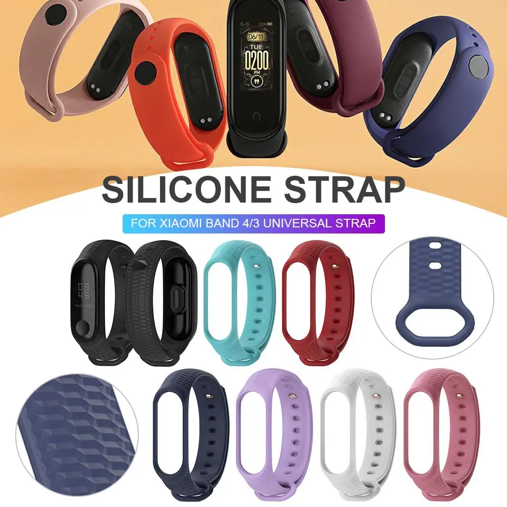 Силиконовый ремешок сменный Браслет дышащий спортивный Mi Band для Mi Band 3 4 Смарт Браслет часы ремешок аксессуары