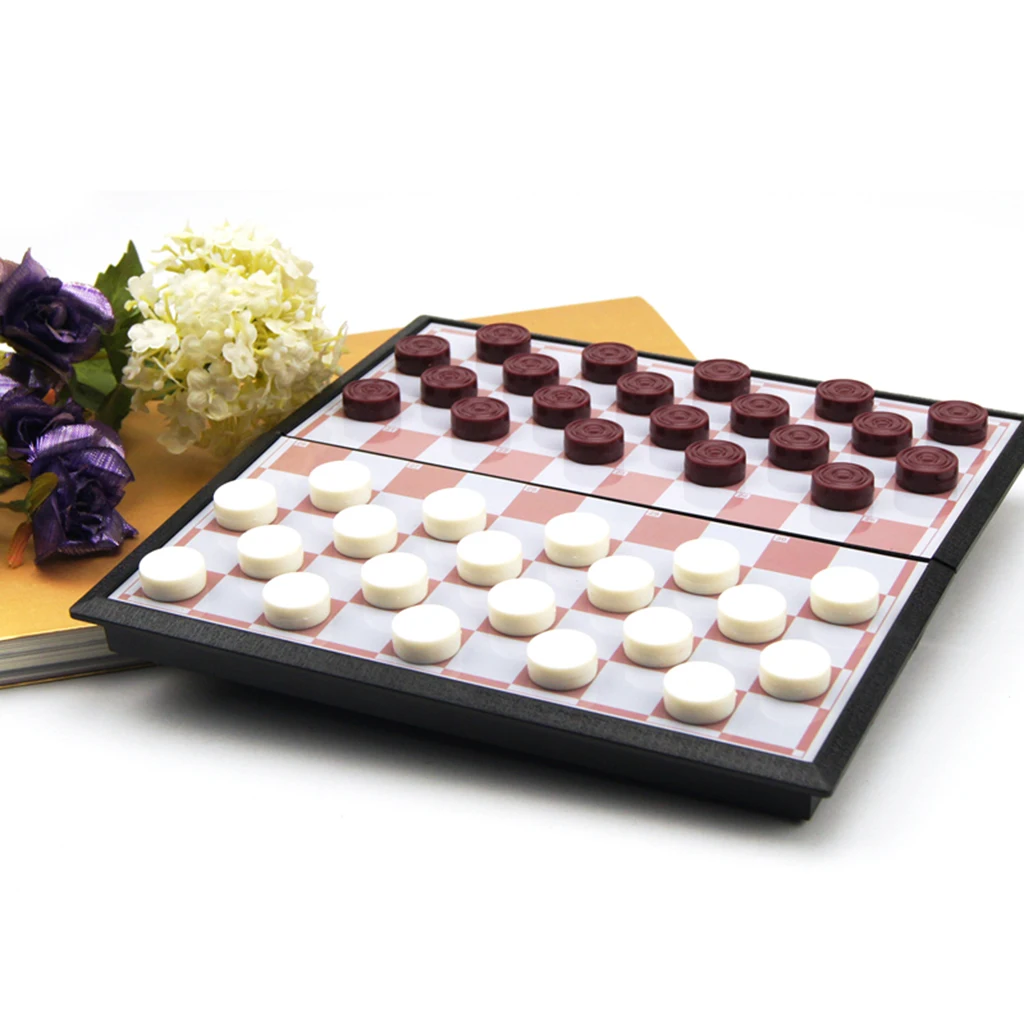 

Folding & Chessman Checkers Competition Toys White & Brown 50 Pcs