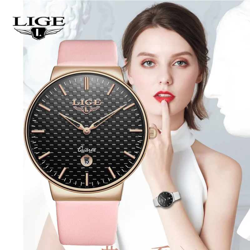 Часы наручные LIGE женские кварцевые роскошные брендовые простые