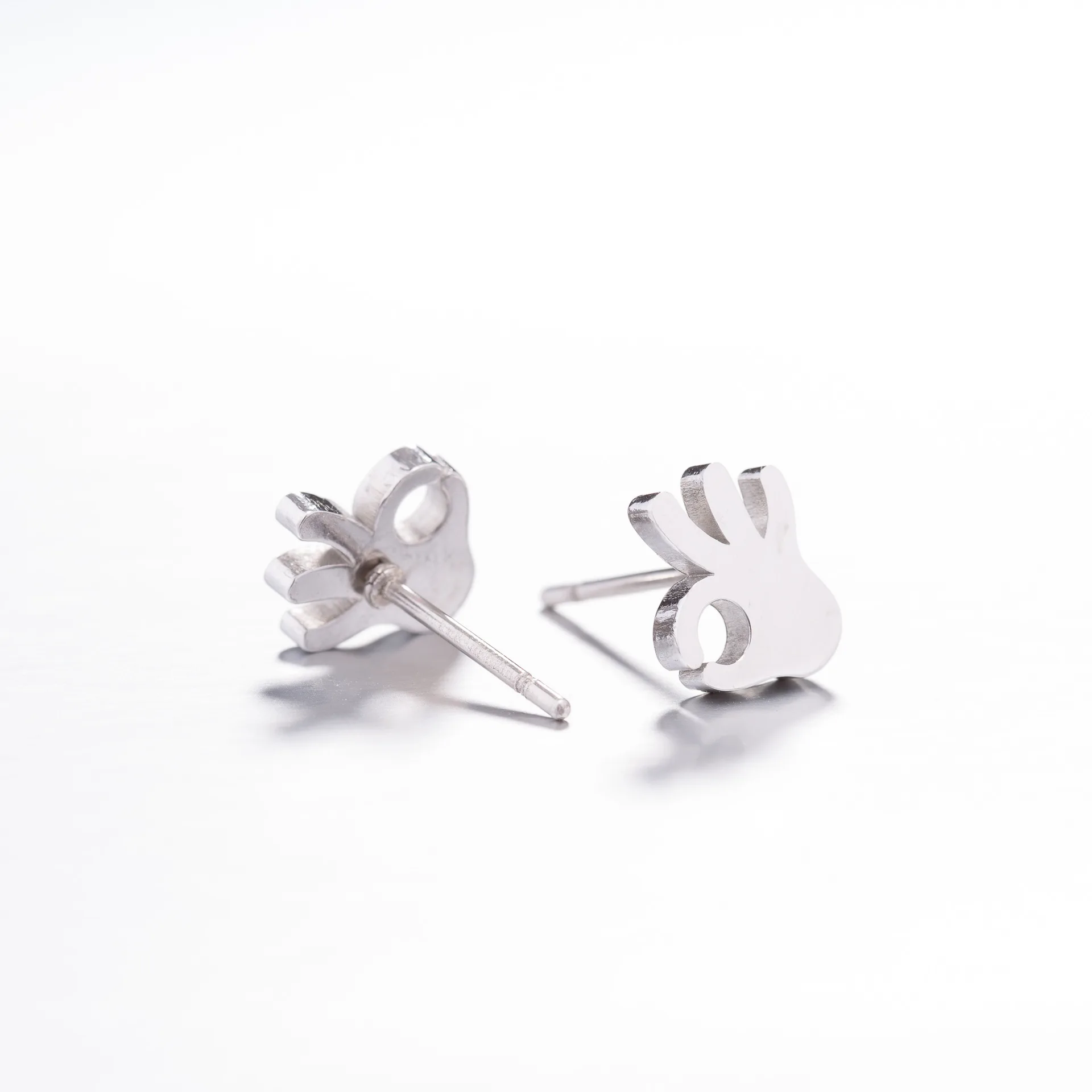 

FENGLI Cute OK Hand Gesture Stud Earring for Women Agree Idea Delegate Stainless Steel Tiny Earrings Party Friendship Gift