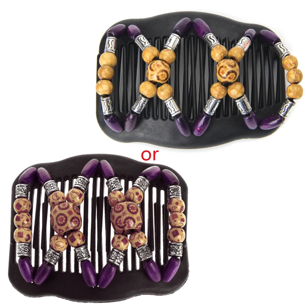 

Easy Magic Wood Beads Double Hair Comb Clip Stretchy Women Hair Accessories Hot 2020