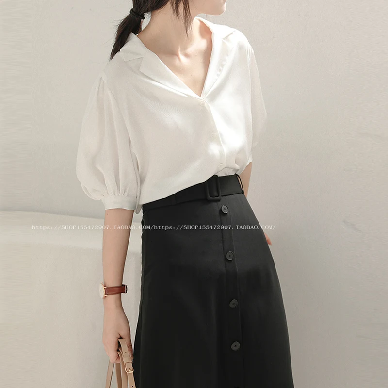 Шифоновая атласная белая рубашка Женский дизайнерский нишевый Топ Sense Новинка