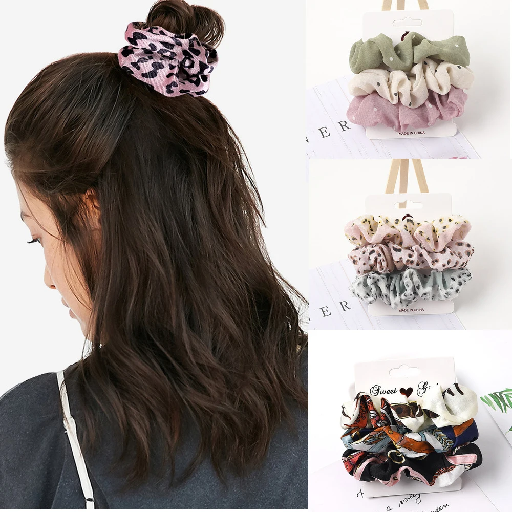 

3 Pcs/Set Woman Fashion Scrunchies Velvet Hair Ties Girls Ponytail Holders Rubber Band Elastic Hairband Hair Accessories