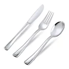 Одноразовая пластиковая посуда, нож, вилка, ложка, серебряная посуда, набор столовых приборов для свадебной вечеринки, Западный набор посуды