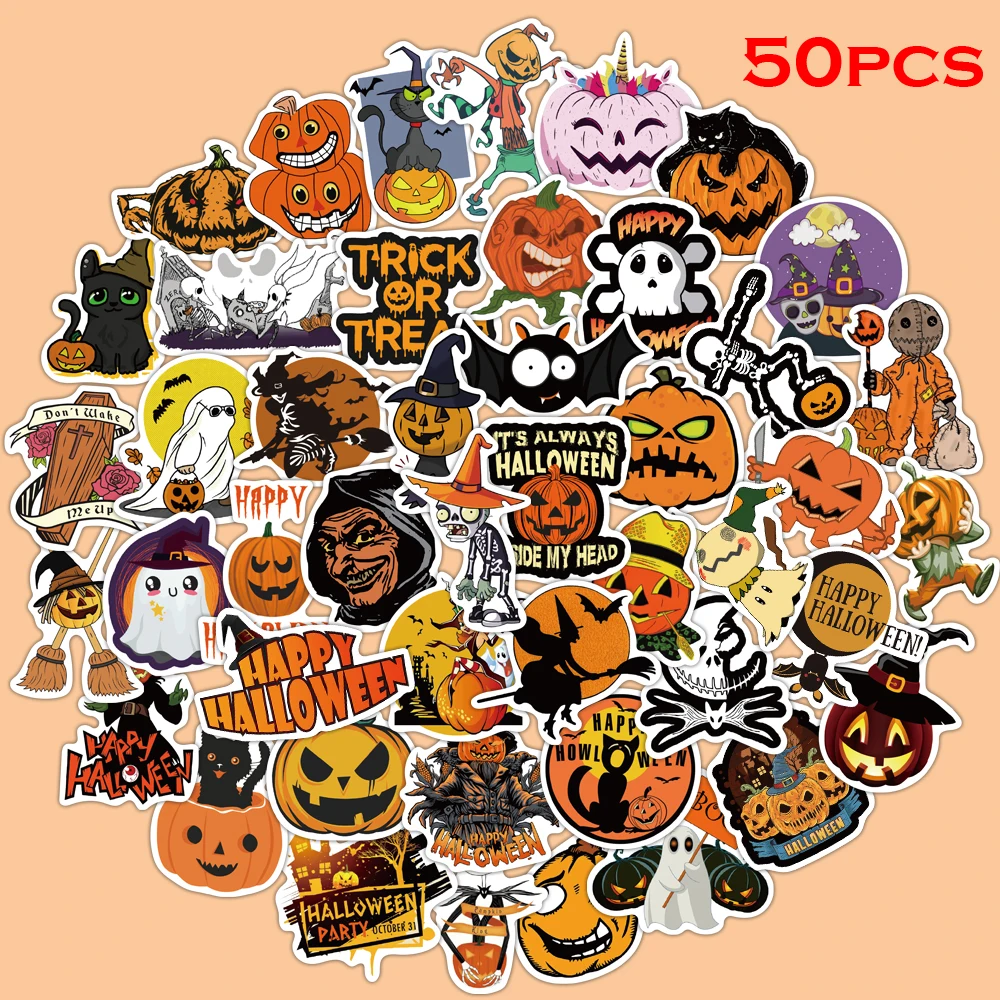 

50pcs/pack Halloween series graffiti stickers waterproof PVC material stickers DIY bicycle luggage skateboard