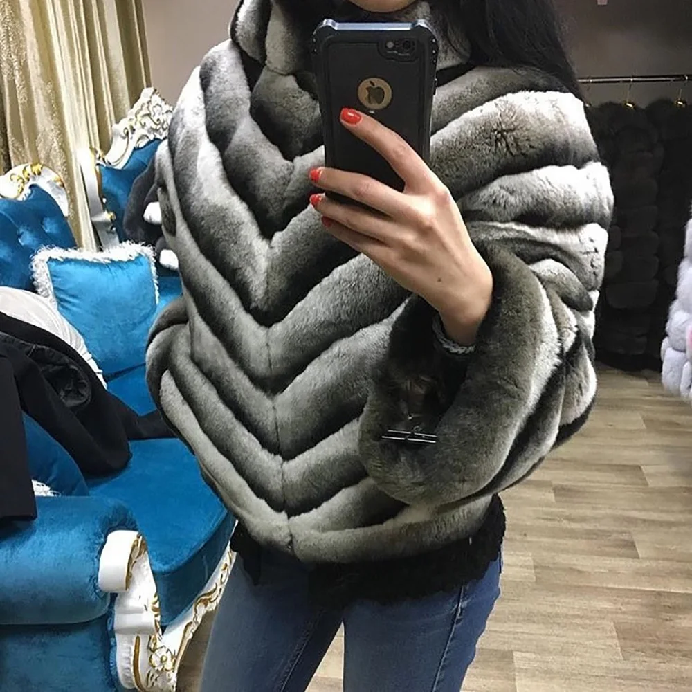 Горячая Распродажа, Женское пальто из натурального меха кролика рекс высокого качества, натуральный мех кролика Рекс шиншилла, зимняя куртка