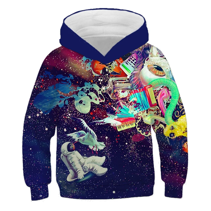 

Boys Autumn Children's Hoodie 3D Printed Astronaut Girl Sweatshirt Boy Pullover Universe Space Starry Pattern Top 14 Years Old