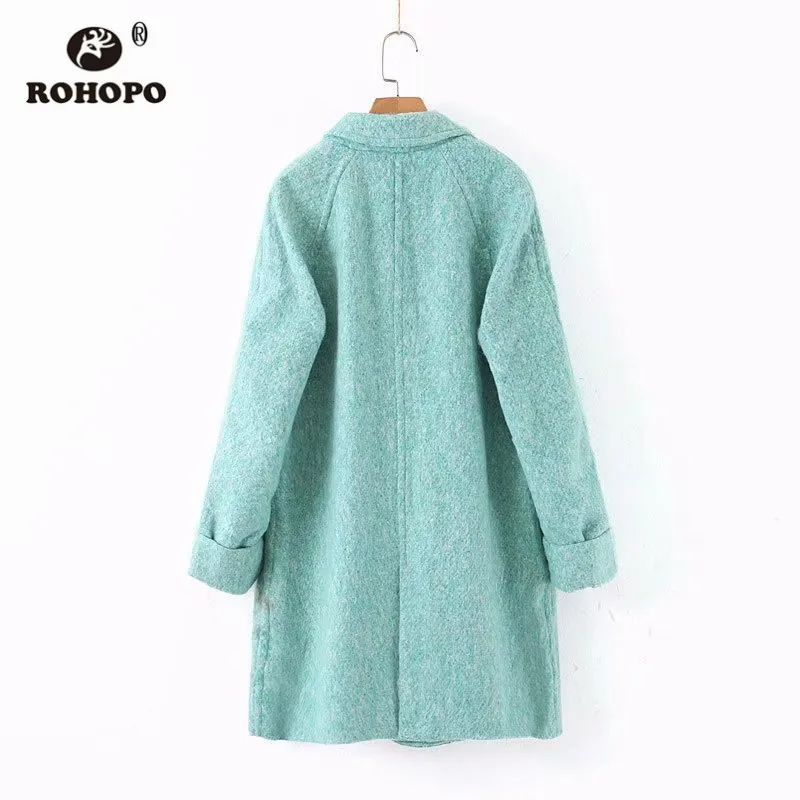 ROHOPO топ с зазубренным воротником на одной пуговице однотонная Шерстяная Смесь