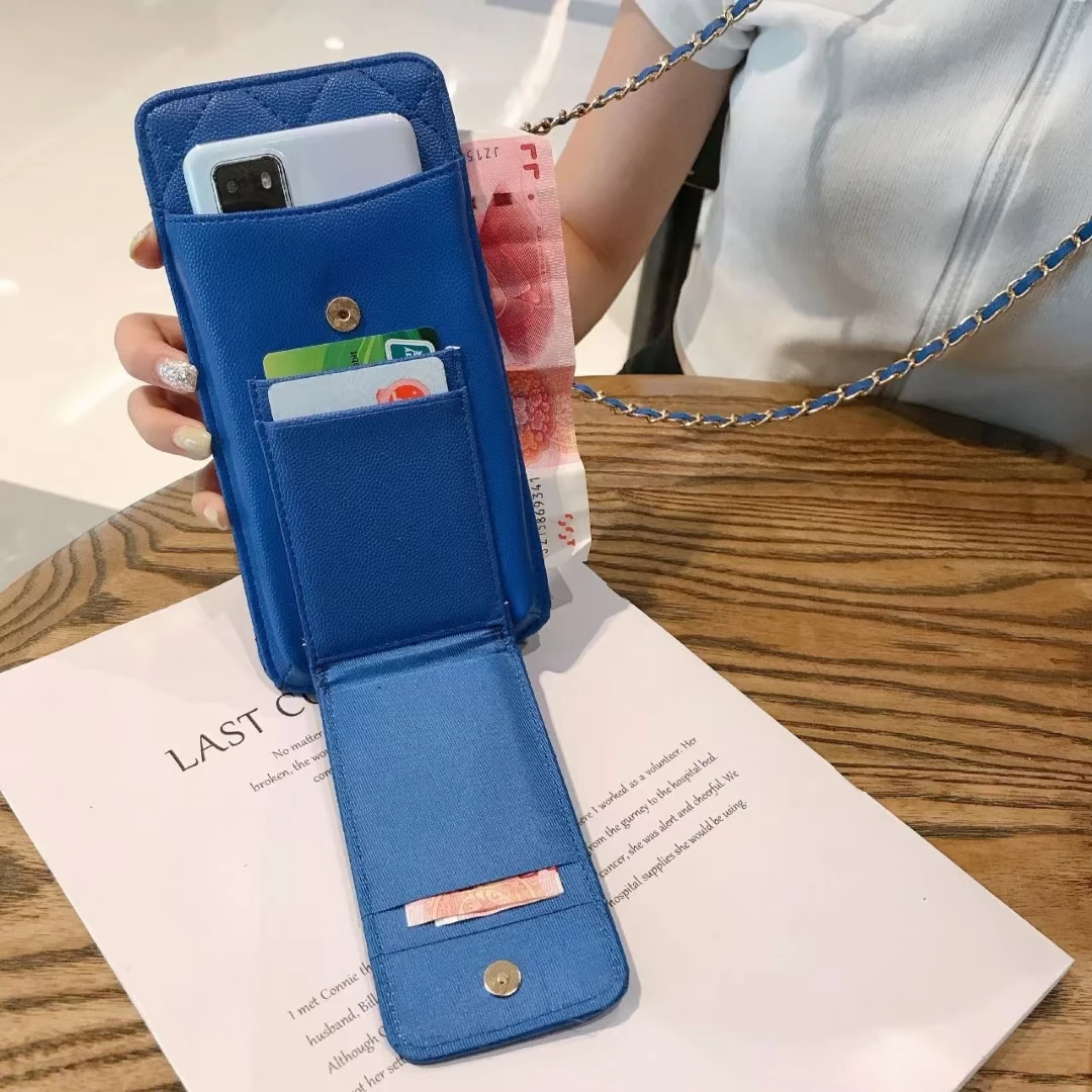 

CC Luxury PU Leather Phone Bag Designer Card Wallet Purse Women Crossbody Cellphone Pouch for 6.7 phone with Chain Hasp and Logo