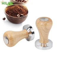 58mm 51mm wood handle coffee powder hammer coffee accessories flat espresso tamper barista tools stainless steel coffee tamper