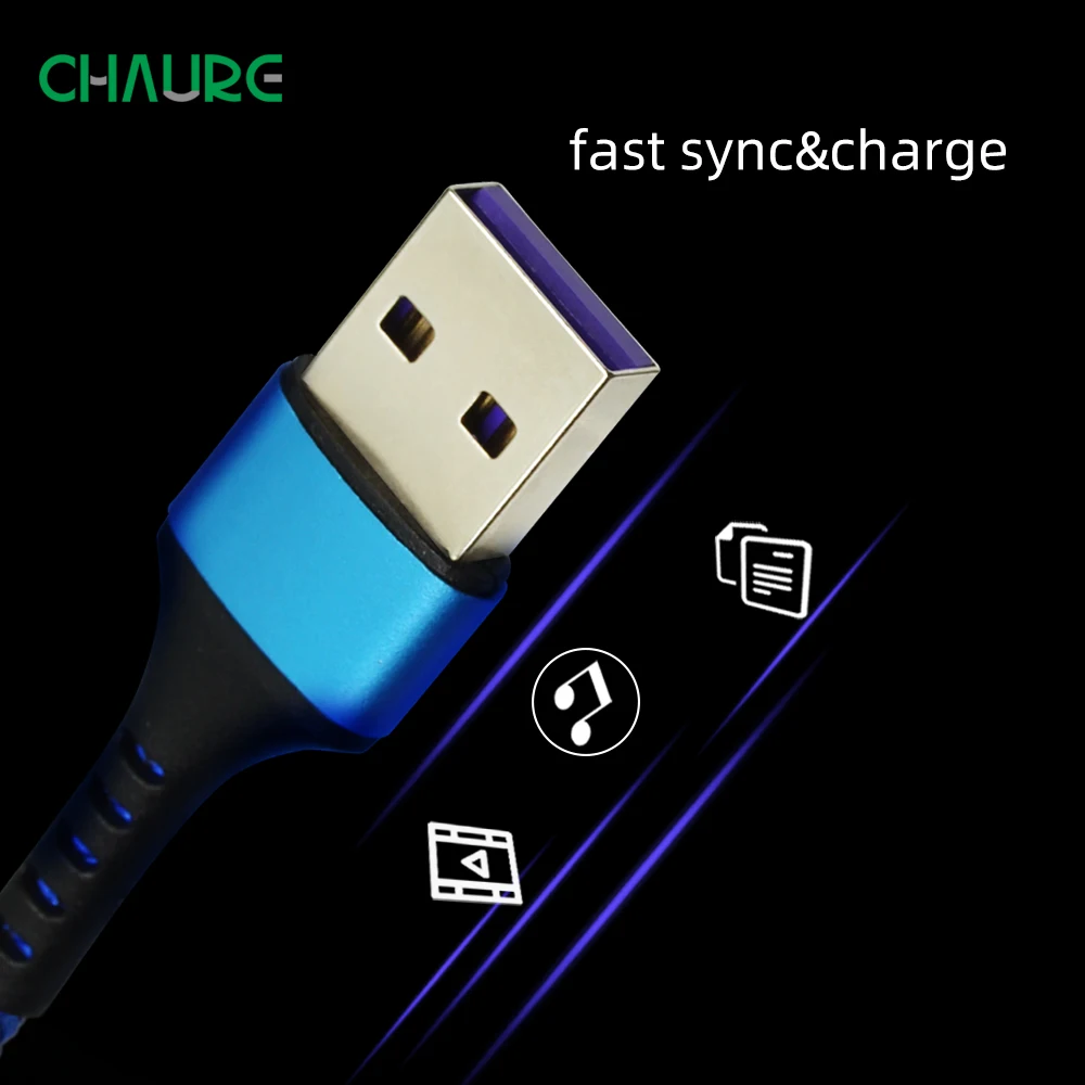 CHAURE 5A usb type C кабель 2 м Синхронизация данных быстрое устройство для зарядки кабель для huawei P20 P20pro Xiaomi кабели для мобильных телефонов