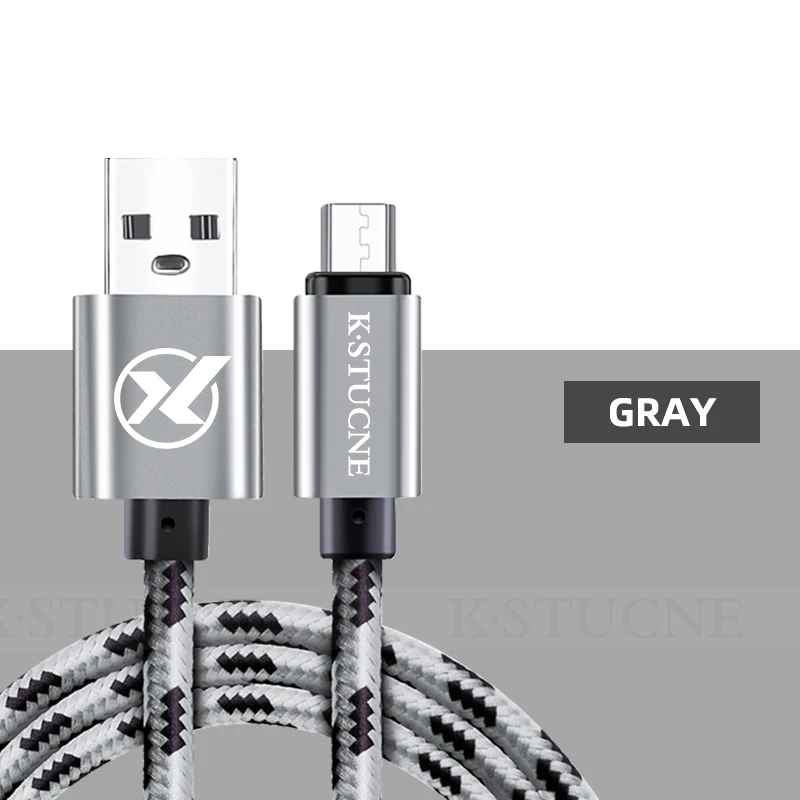 Кабель Micro USB для Xiaomi Redmi Note 5 4, кабель для быстрой зарядки, USB для samsung Galaxy S6 S7, huawei Andriod, кабели для телефонов Microusb - Цвет: Серый