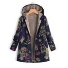 Женская зимняя теплая верхняя одежда с цветочным принтом, ВИНТАЖНЫЕ пальто большого размера с капюшоном и карманами, Женская куртка, Куртки, Весна 2021