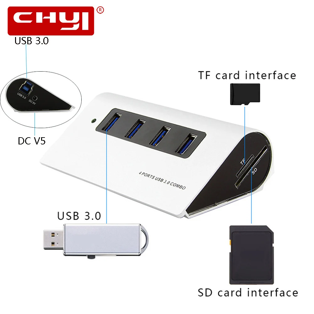 USB-разветвитель из алюминиевого сплава с картой SD/TF 4 порта | Компьютеры и офис