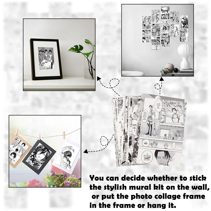 Panel de Anime de ataque a los Titanes para adultos, Kit de Collage de pared de 50 piezas, imagen de Manga, decoraci&oacute;n para el hogar, dormitorio y sala de estar-3