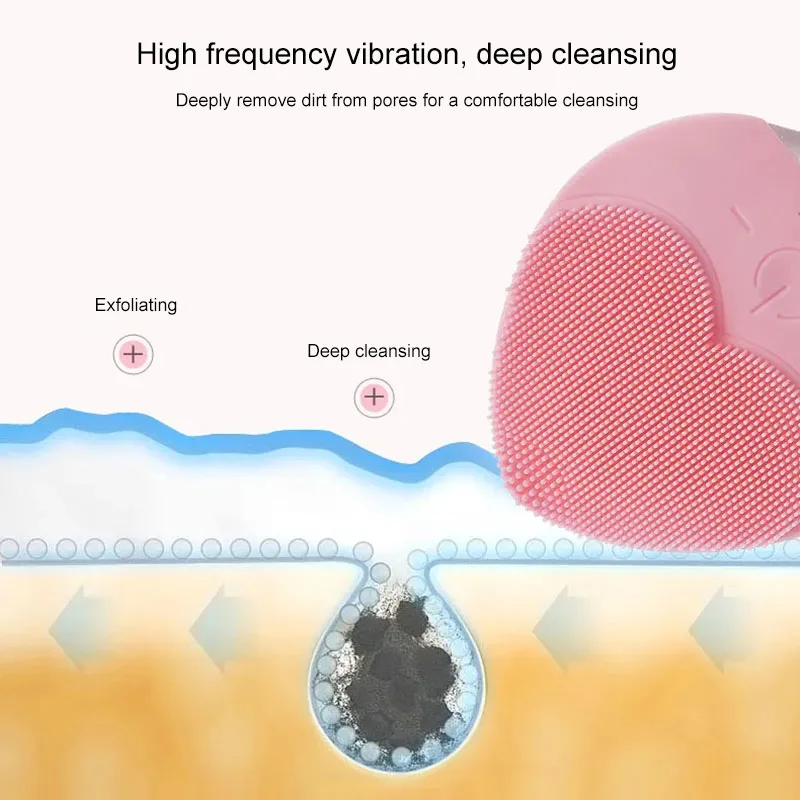 

Korea Ultrasonic Vibration Electric Silicone Facial Cleansing Brush Pore Cleansing Rechargeable Waterproof Portable Clean Device