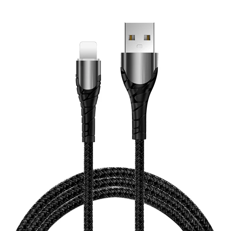 For iPhone Black 3,0 USB кабель, светодиодный, с нейлоновой оплеткой, 3 А, быстрая зарядка для iPhone 11, samsung, huawei, мобильного телефона, Micro usb type C, 1 м, провод для быстрой зарядки - Цвет: For iPhone Black