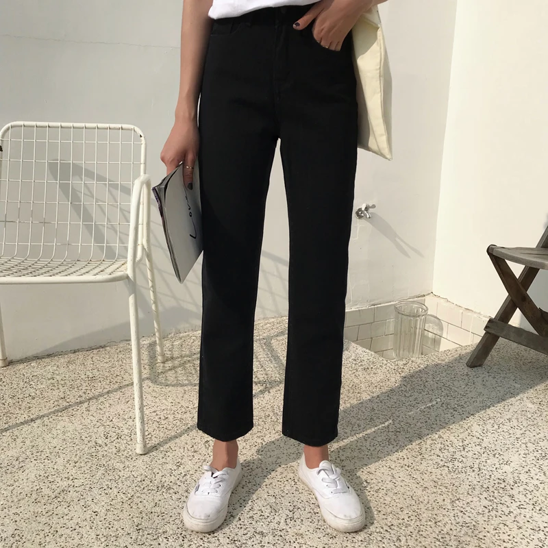 Джинсы женские Прямые хлопковые с завышенной талией на весну/осень|Джинсы МОМ| |