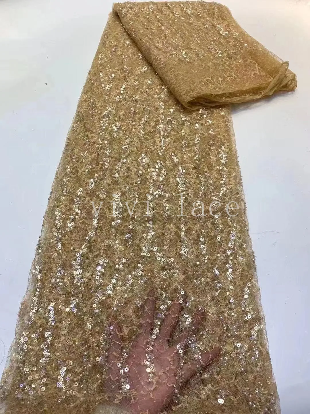 

Кружево Vivi, 2021, новая коллекция AXY01, шикарное кружево с вышивкой из бисера и жемчуга, для свадебного платья невесты