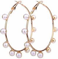 large pearl hoop earrings imitation black white pearl dangle earring big round circle loop earrings for women girls jewelry