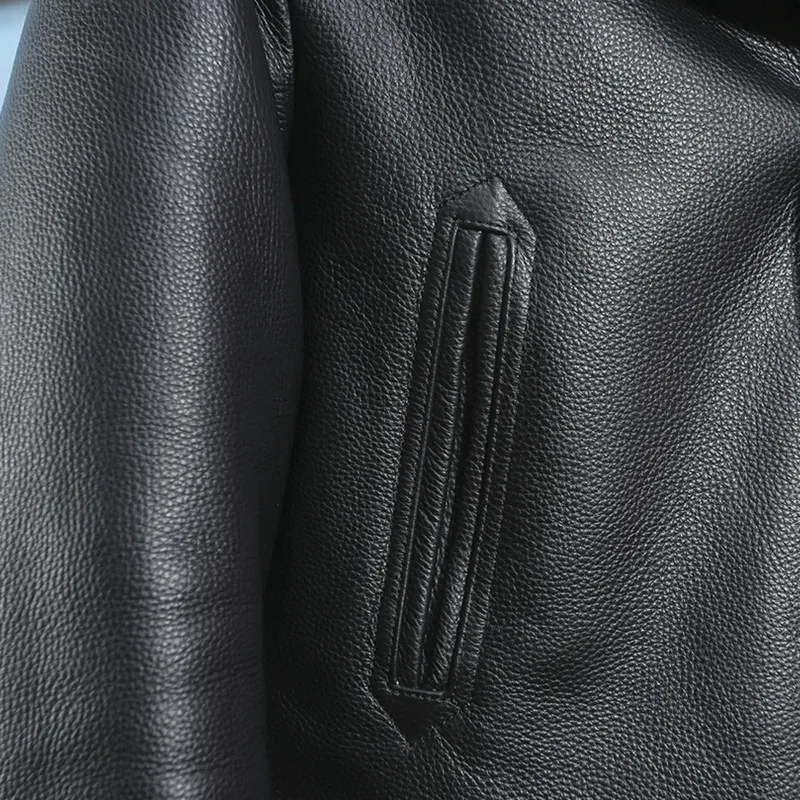 

2021 Vintage Black Japan Casual Style Genuine Leather Jacket Men Single Breasted Plus Size 4XL Real Natural Cowhide Autumn Coat