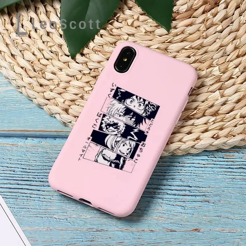 

My hero academia Phone Case Candy Color for iPhone 11 12 mini pro XS MAX 8 7 6 6S Plus X 5S SE 2020 XR