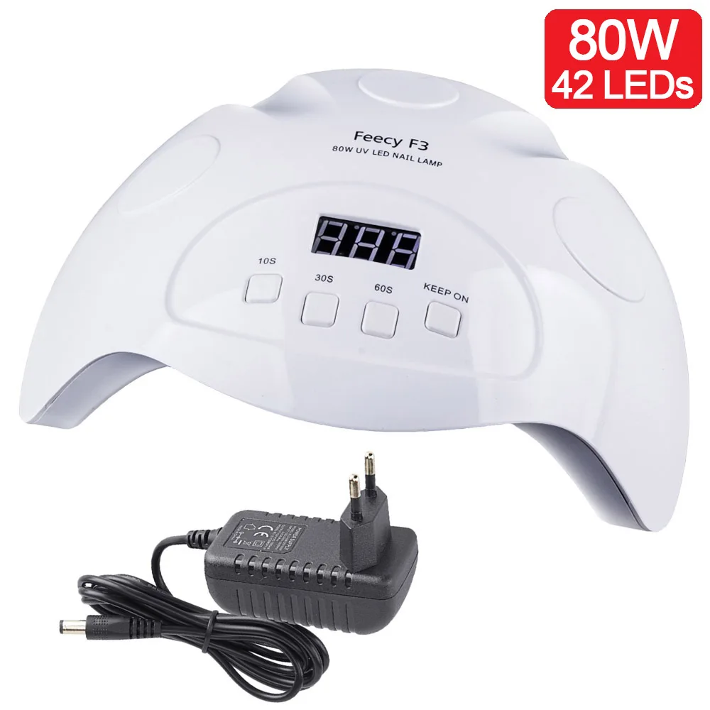 Feecy F3 Pro 80W EU Лампа для ультрафиолетовая лампа для ногтей Сушилка для ногтей светодиодный светильник для гель-лака Гель-лак для маникюра сушка ногтей 80 Вт двойной Солнечный СВЕТОДИОДНЫЙ УФ-лампа для ногтей Feecy - Цвет: Feecy F3 Pro 80W EU