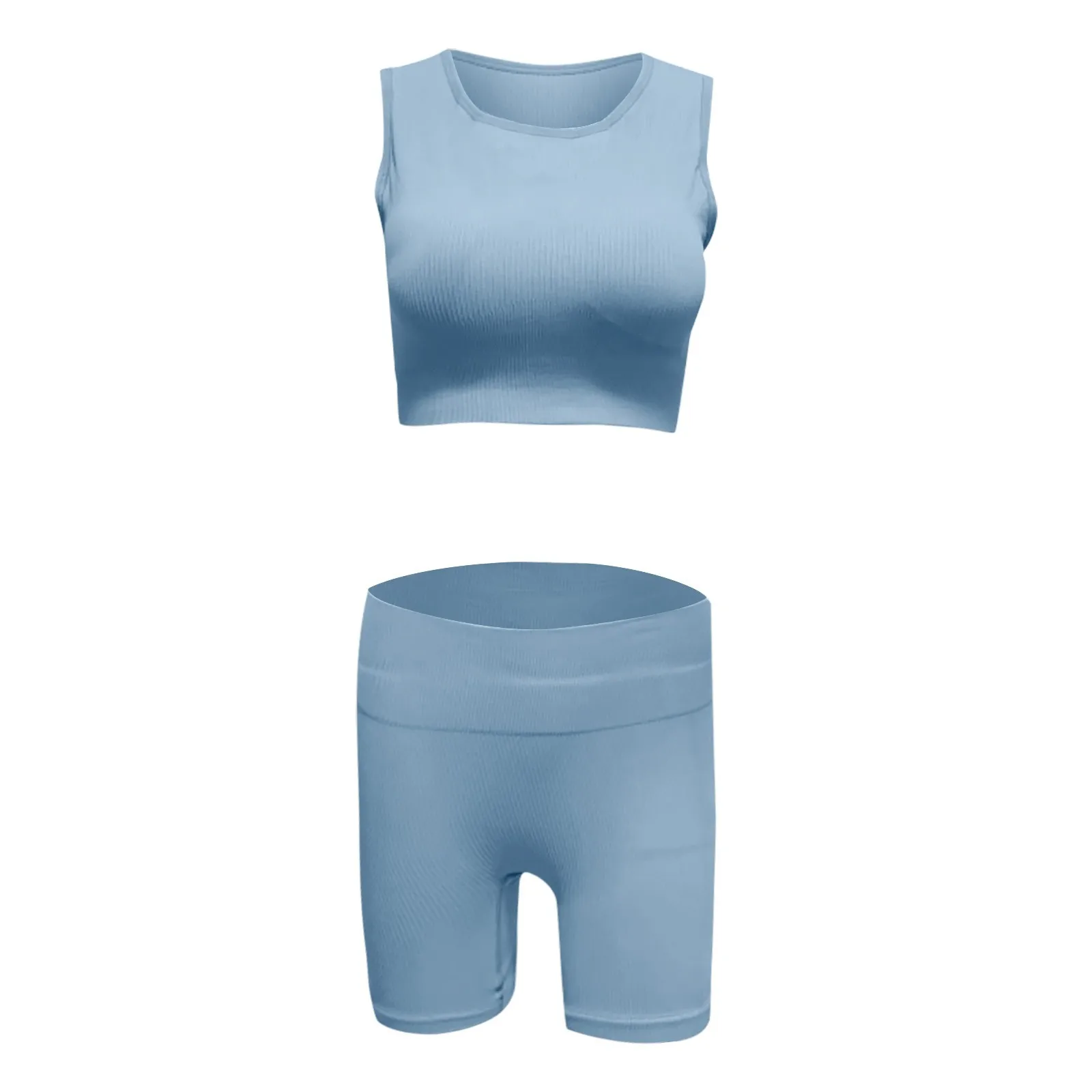 

Workout Sport Set For Women 2 Piece Sleeveless Seamless Crop Tank High Waist Shorts Top Bra Shorts Yoga Outfits Sportsuit C9