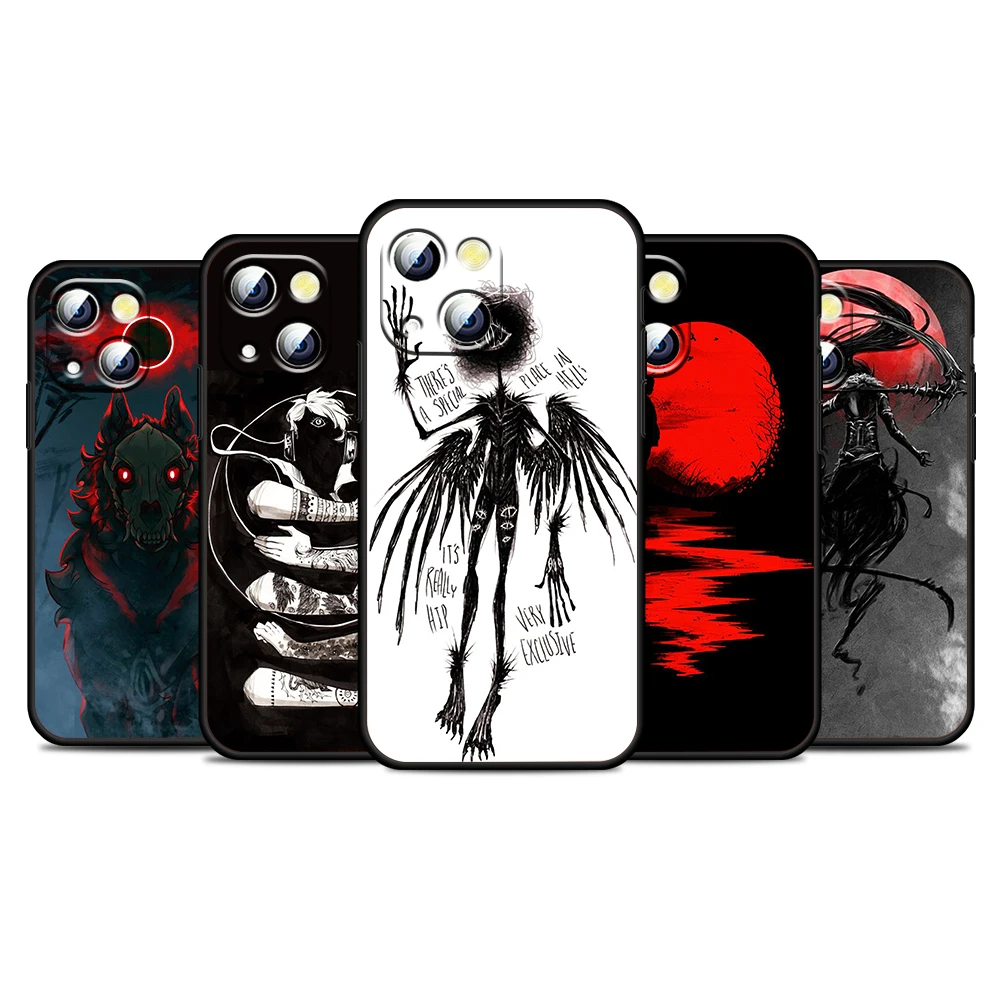 

Black fantasy art For Apple iPhone 13 12 11 Pro Max Mini XS Max X XR 6S 6 7 8 Plus 5S SE2020 Soft Black Phone Case