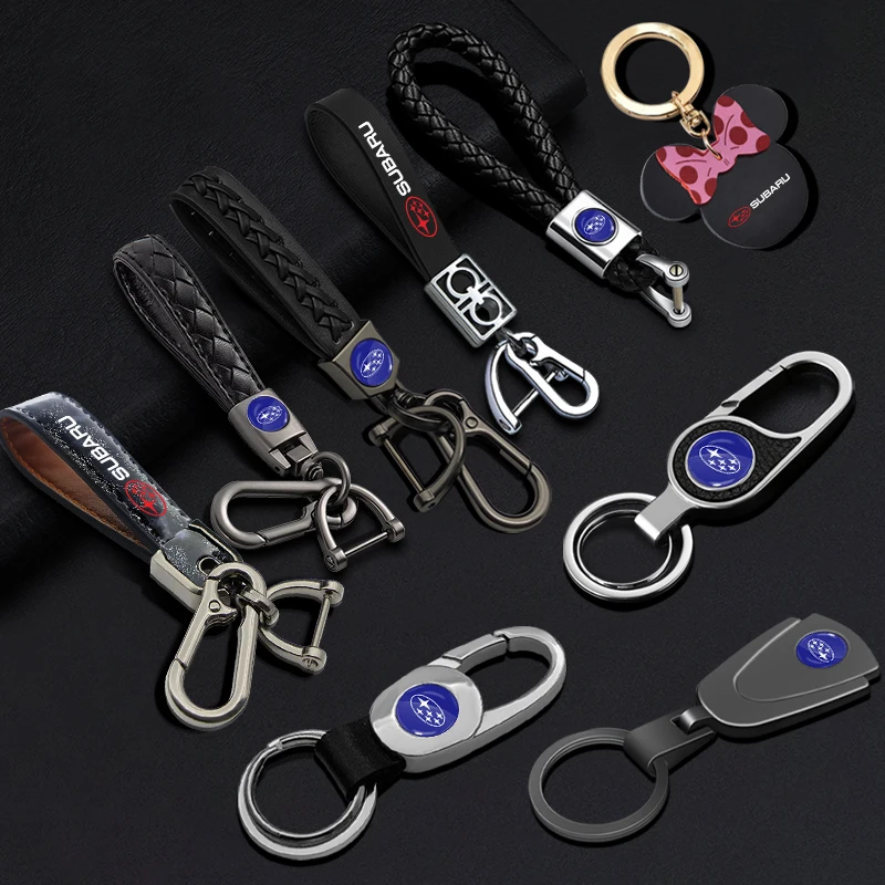 

3D Metal Leather Emblem Auto Keychain Key Chain Key Rings Car Goods For Subaru Forester impreza Outback Legacy Tribecacar WRC XV
