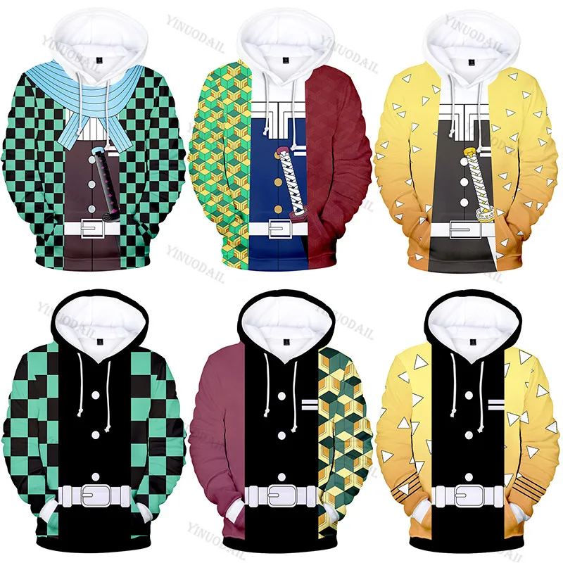 

2020 Anime Hoodies Pullover Demon Slayer Kimetsu No Yaiba Kamado Tanjirou Cosplay Costume Men Woman Jacket Hooded Top