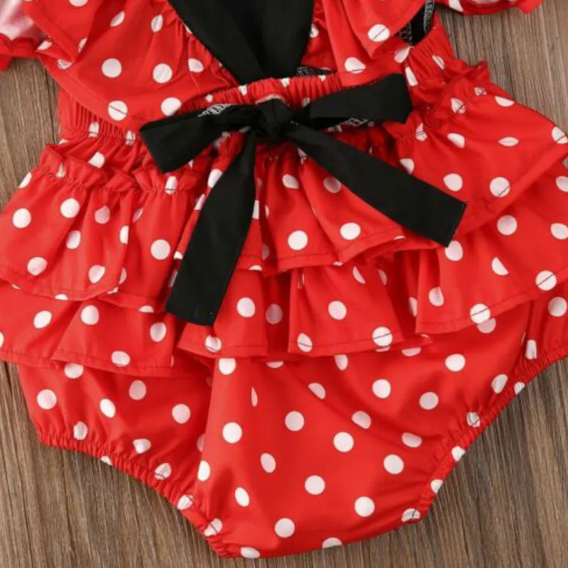 

CANIS Newborn Baby Girl Clothes Polka Dot Sleeveless Ruffle Romper Jumpsuit Headband 2pcs Outfits Sunsuit Clothes