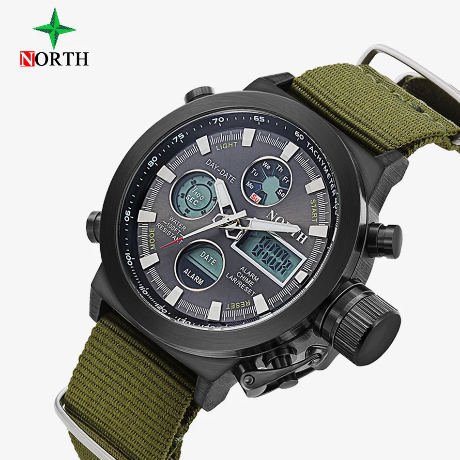 Северная 2017 Для мужчин спортивные часы нейлоновый ремешок Многофункциональный