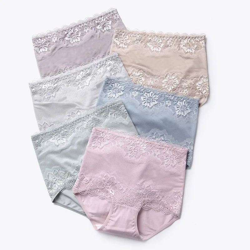 Seamless Underpants New t Women's Panties Slimming Cotton Briefs Body Shapers Underwear Lady Sexy Lace 4Pcs/lot High Wais