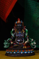 6tibetan temple collection old bronze tracing yellow god of wealth buddha statue huang caishen sitting lotus ornaments