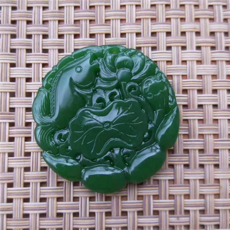 Горячая Распродажа натуральный ручной вырезать Hetian jasper Зеленый Лотос нефритовый