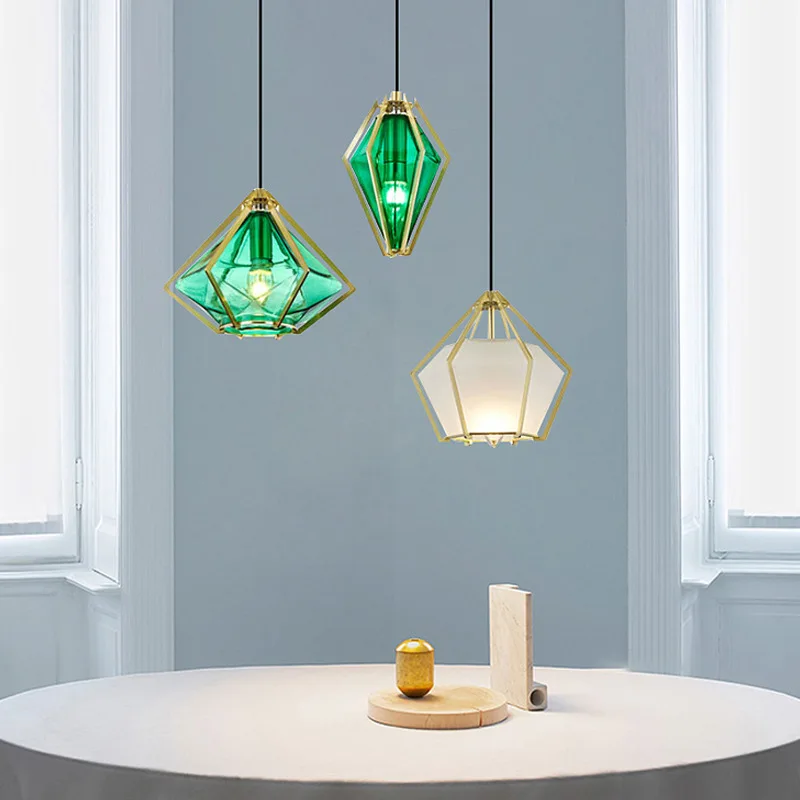 Европейская люстра в стиле постмодерн креативная стеклянная лампа форме алмаза