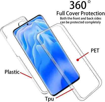 Двухсторонний прозрачный чехол с полным покрытием 360 градусов для Samsung Galaxy S21 S20 S10