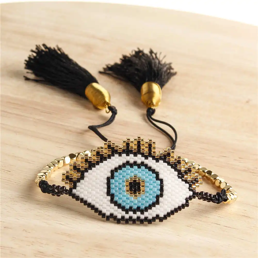 Go2boho Delica MIYUKI браслет Турецкий Дурной глаз браслеты женские кисточки для глаз Pulseras Mujer тканые летние пляжные украшения