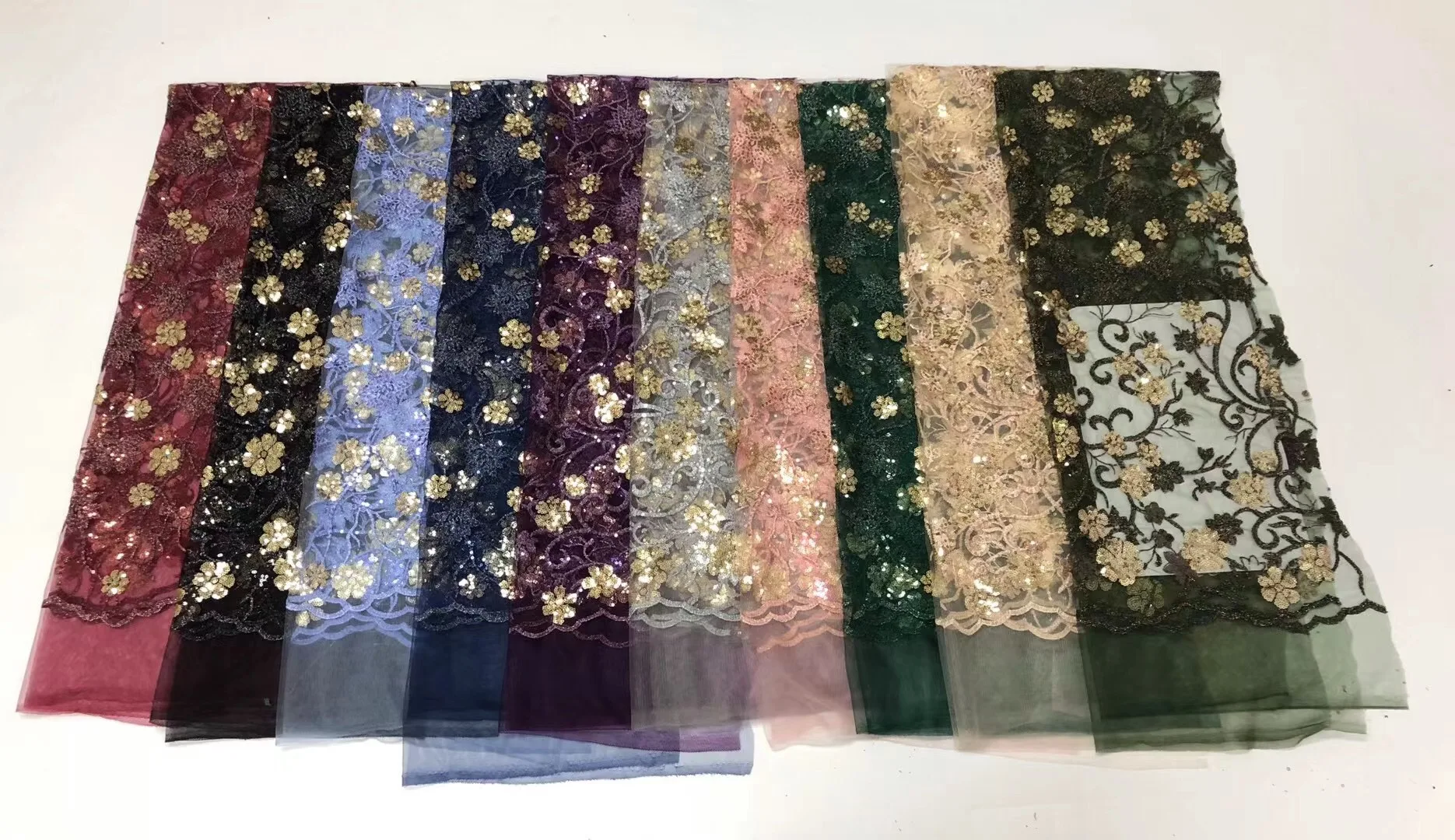 

African Sequins Lace Fabric Embroidered Nigerian Lace Fabrics 2021 Bridal High Quality Lace French Net Lace Fabric YF01