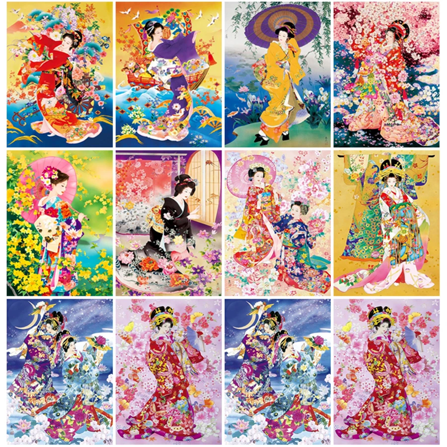 Картина из страз японская женская Современная Настенная картина Гейша 5D сделай