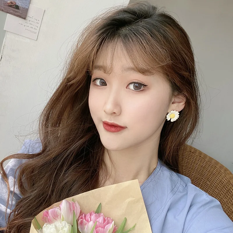 S925 иглы милые ювелирные изделия серьги Популярные хризантемы белый зеленый