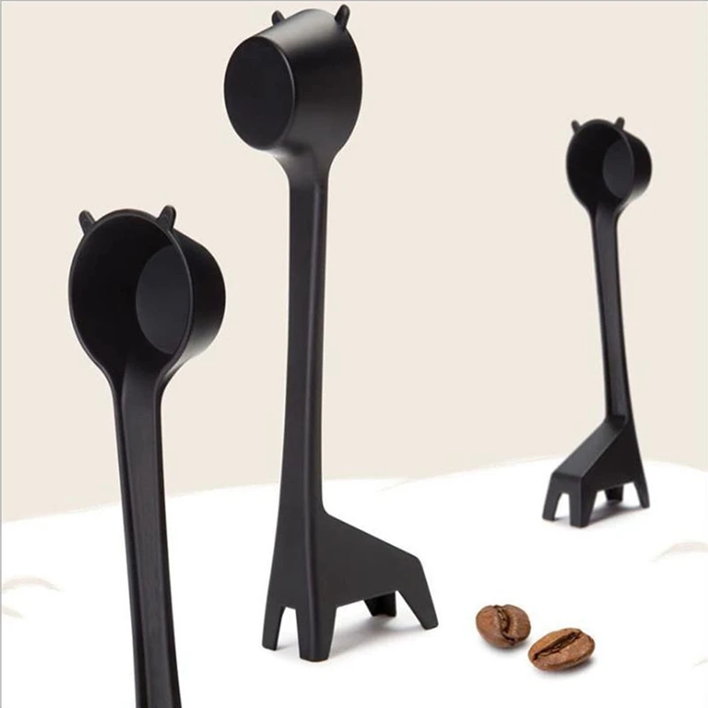 

Coffee Scoop Spoon, Plastic Measuring Spoon for Ground Coffee and Loose Leaf Tea, Black, Creative Cartoon Giraffe Shape