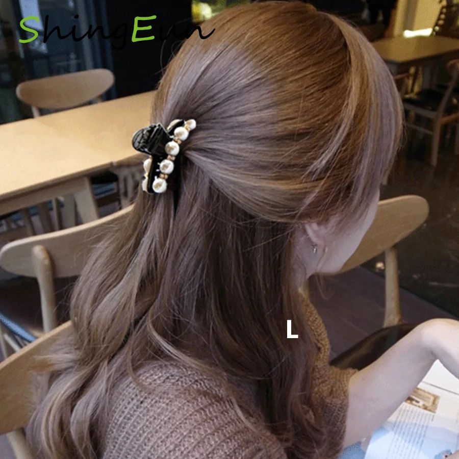 Emulational Pearl Top Gripper Hairpins Big Rhinestone Hair Clip Crab Claws for Girls Barette Styling Accessories | Красота и здоровье