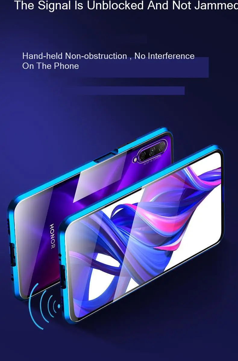 Чехол для huawei Honor 9x, двойной, полный, передний, задний, из закаленного стекла, металлический, магнитный, прозрачный, для Honor 9x20 Pro, чехол, Coque Funda